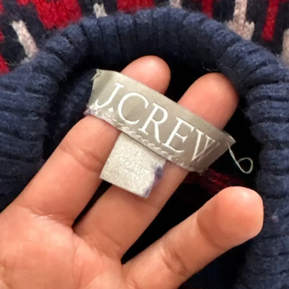 J.Crew Womens Small Fair Isle Nordic Wool Blend Ski Sweater Navy Cozy Pullover